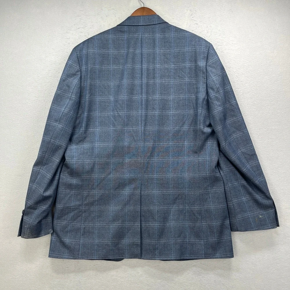 Lauren Ralph Lauren Blazer Mens 44L Blue Plaid Sport Coat Jacket Professional